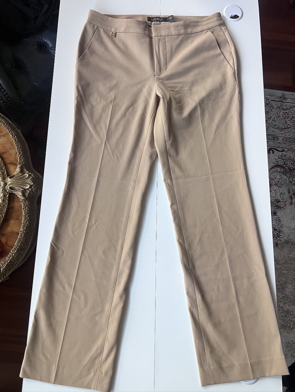 Lauren Ralph Lauren Beige Straight Leg Trousers - Size 6P